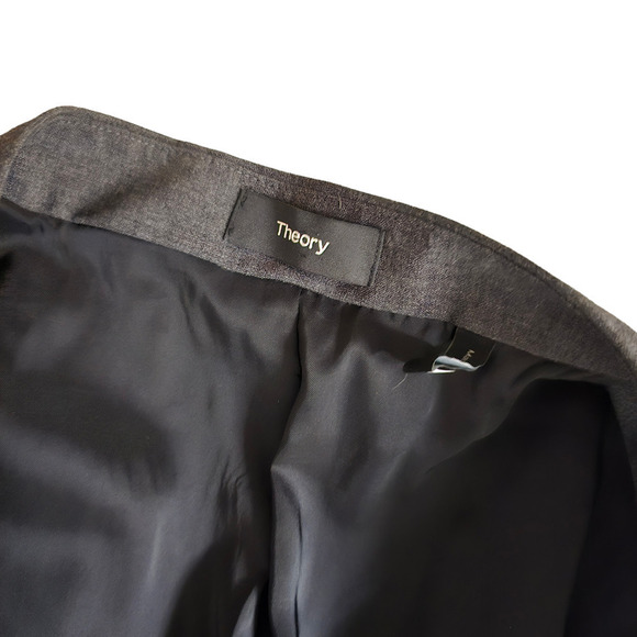 Theory Open Blazer In Sevona Stretch Wool charcoal grey size 10 medium - Picture 5 of 9